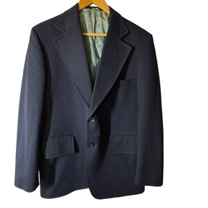 Vintage Sears Sport Coat Blazer Mens 42.5 Blue Polyester 70's Grandpa Core‎